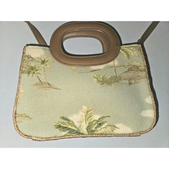 Fossil Oasis Mini Crossbody Tropical Leather Woven EUC 8x5.5x2.5 - Picture 4 of 13